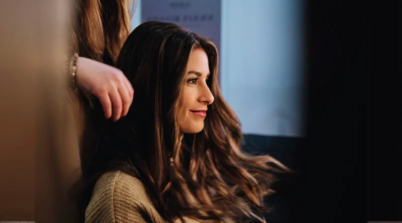 Best Hair Stylist Los Angeles Morgan Zakarin styling a client’s hair with precision and expertise.