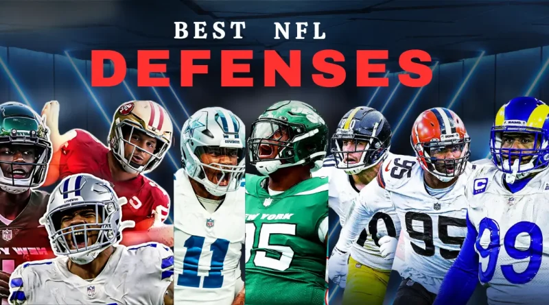 Top NFL defenses of 2024 featuring star defensive players from teams like the Cowboys, 49ers, Jets, Steelers, Browns, and Rams.