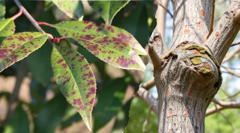 How to take care tree diseases in California by pruning infected branches and applying fungicide.